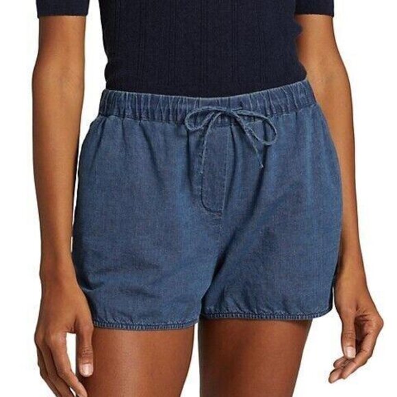 Nili Lotan Tilly Cotton Chambray Shorts High Waisted Deep Indigo M New 258013